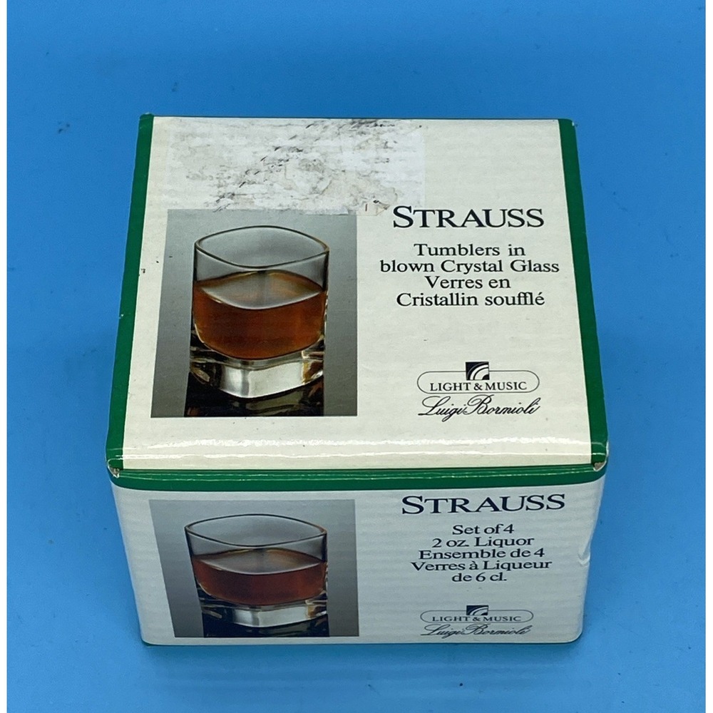 Vintage Luigi Bormioli "Strauss" Clear Crystal Liqueur/Shot Glasses Set of 4